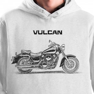 White T-shirt with Kawasaki VN Classic 1500. Gift for motorcyclist.