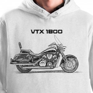 White T-shirt with Honda VTX 1800. Gift for motorcyclist.
