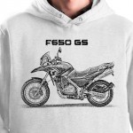 White T-shirt with  BMW F650 GS. Gift for motorcyclist.