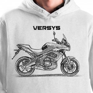 White T-shirt with Kawasaki Versys. Gift for motorcyclist.