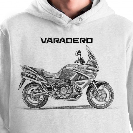 White T-shirt with Varadero XL1000. Gift for motorcyclist.