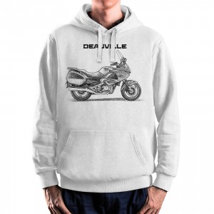 White T-shirt with Honda Deauville for motorcycles enthusiast