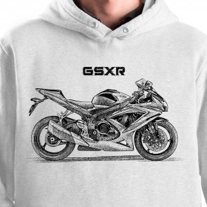 White T-shirt with SUZUKI GSXR 750 K8. Gift for motorcyclist.