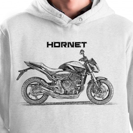 White T-shirt with Honda Hornet. Gift for motorcyclist.