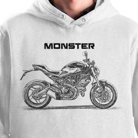 White T-shirt with Ducati Monster 797. Gift for motorcyclist.