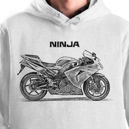 White T-shirt with Kawasaki ZX10R 2006. Gift for motorcyclist.