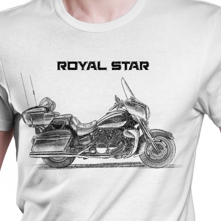 White T-shirt with Yamaha Royal Star Venture. Gift for motorcyclist.
