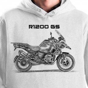 White T-shirt with BMW R1200 GS. Gift for motorcyclist.
