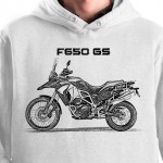 White T-shirt with BMW F650 GS. Gift for motorcyclist.