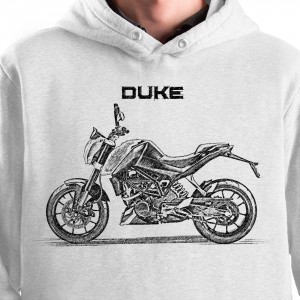 White T-shirt with KTM Duke 125. Gift for motorcyclist.