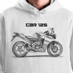 White T-shirt with Honda CBR 125. Gift for motorcyclist.