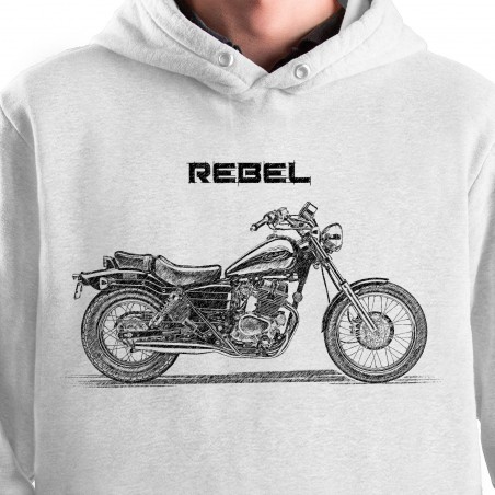White T-shirt with Honda Rebel 125. Gift for motorcyclist.