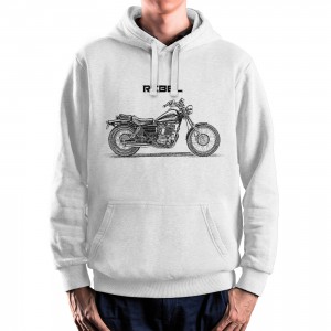 White T-shirt with Honda Rebel 125 for motorcycles enthusiast