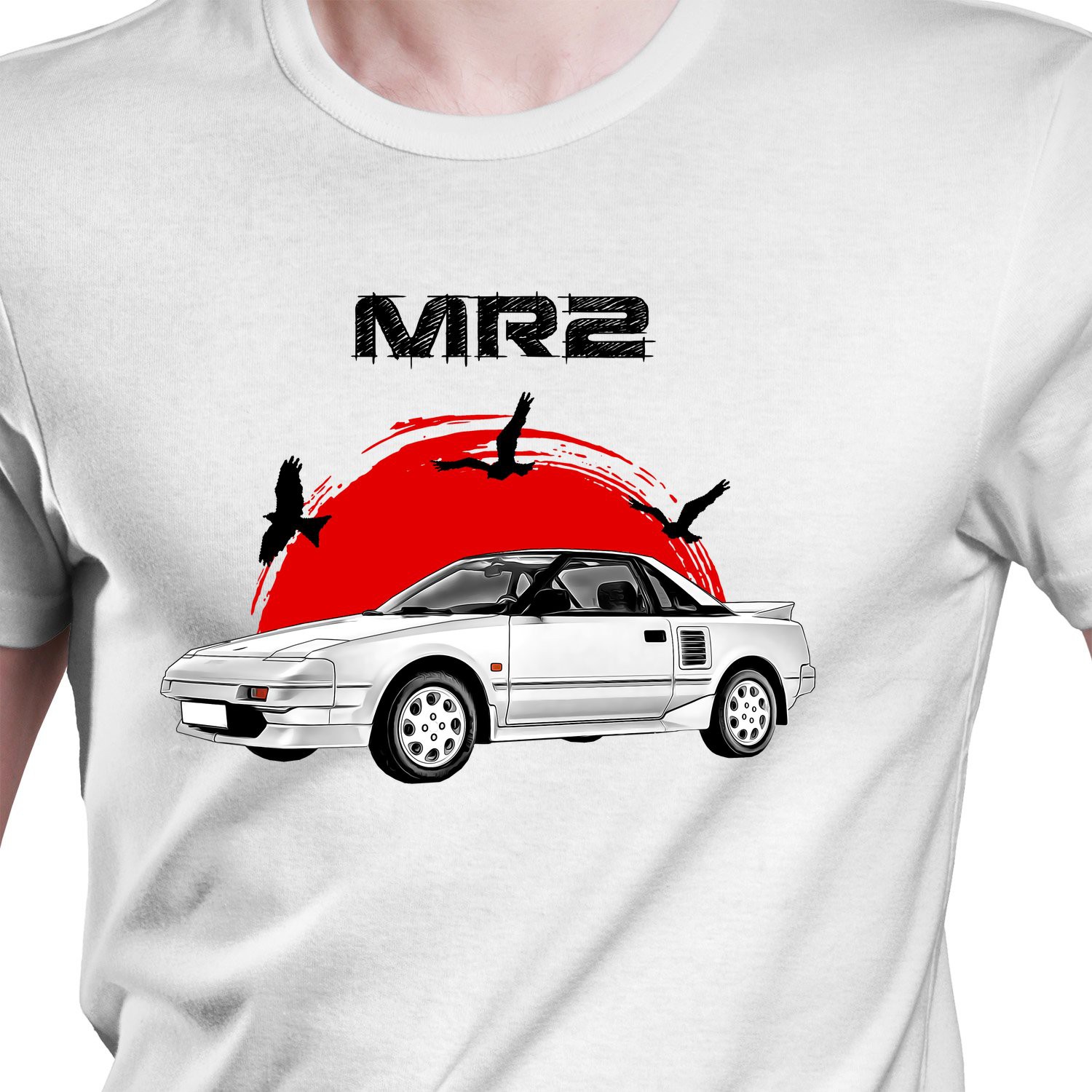 White T-shirt with Toyota MR2 Mk1 Best for gift. Japan Cars Lovers.
