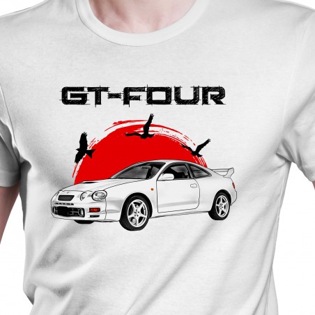 White T-shirt with Toyota Celica GT-FOUR Best for gift. Japan Cars Lovers.