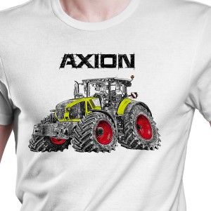 White T-shirt with Claas Axion 950-920