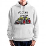 WHITE hoodie with Claas Axion 950-920. Best gift for men.