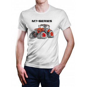 White T-shirt with Kubota M7 Series for tractors enthusiast