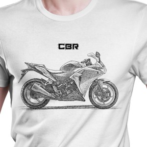 White T-shirt with Honda CBR 250. Gift for motorcyclist.