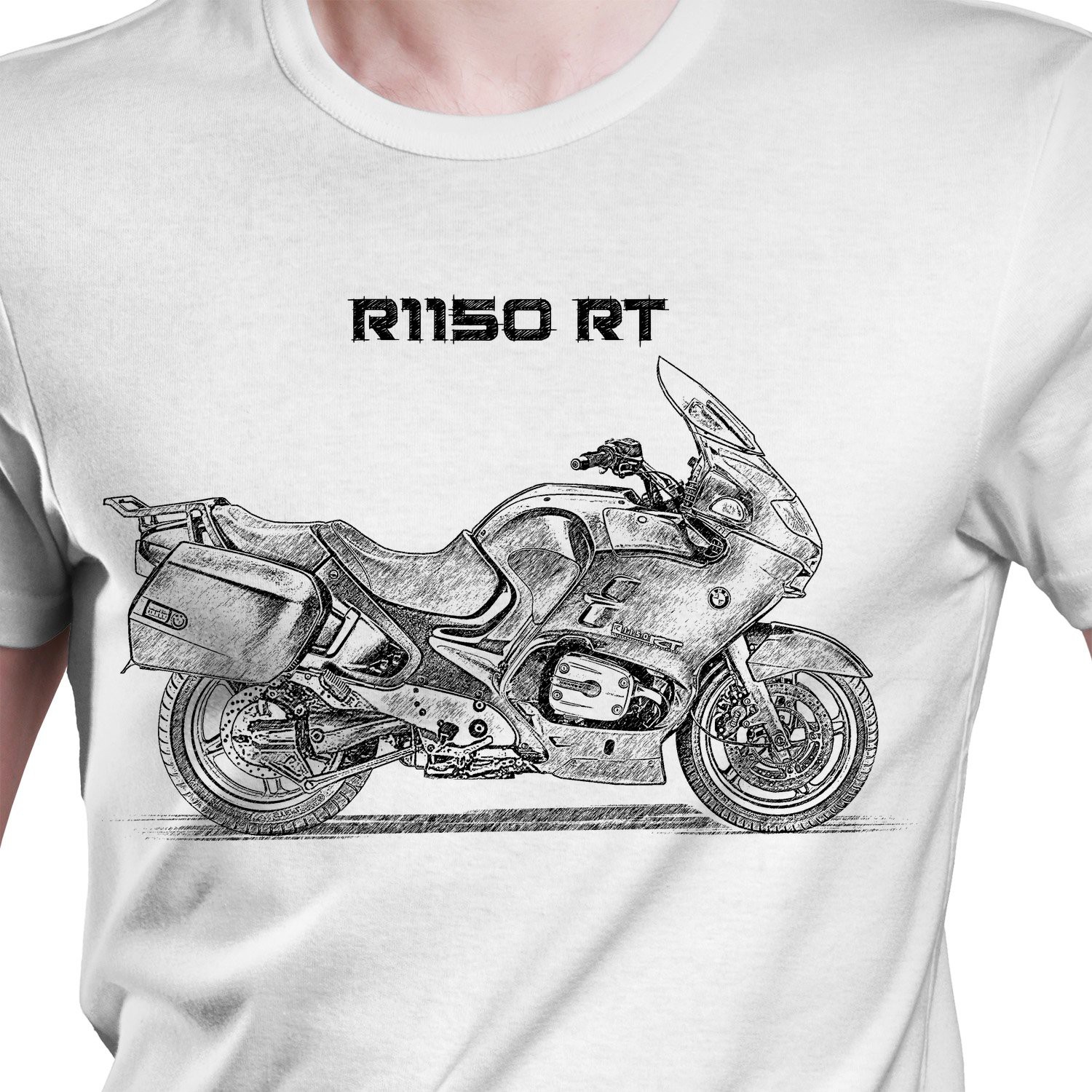 White T-shirt with BMW R 1150 RT. Gift for motorcyclist.