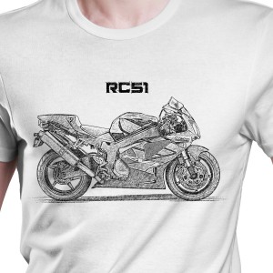 White T-shirt with Honda RVT1000R. Gift for motorcyclist.