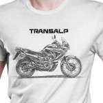 White T-shirt with Honda Transalp XL 650 . Gift for motorcyclist.