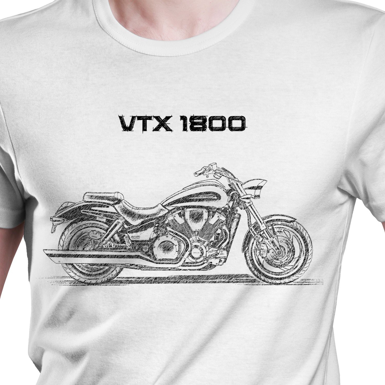White T-shirt with Honda VTX 1800 C. Gift for motorcyclist.