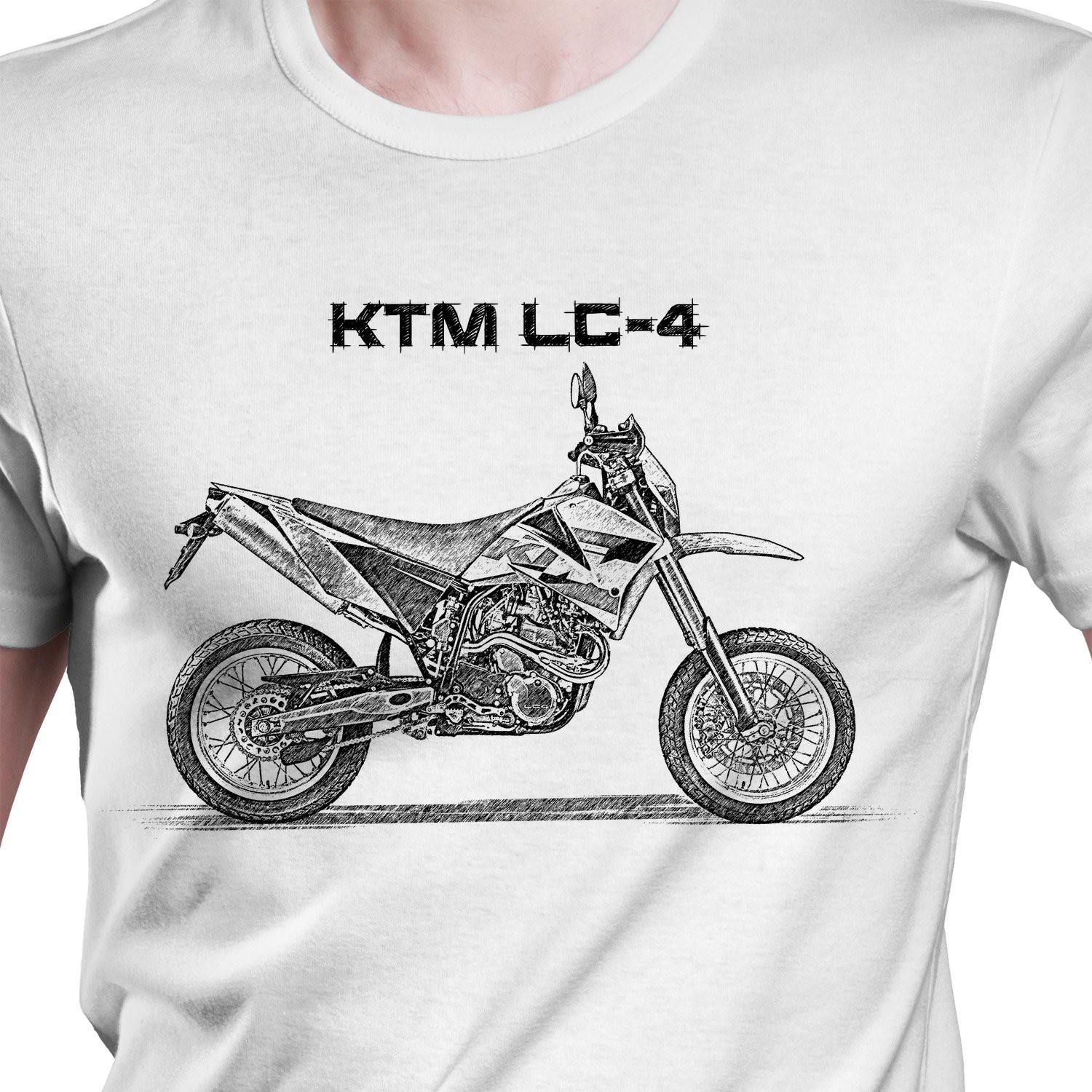 White T-shirt with KTM LC-4. Gift for motorcyclist.