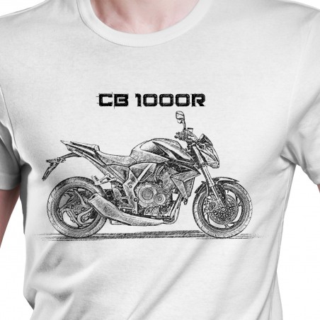 White T-shirt with Honda CB 1000R. Gift for motorcyclist.
