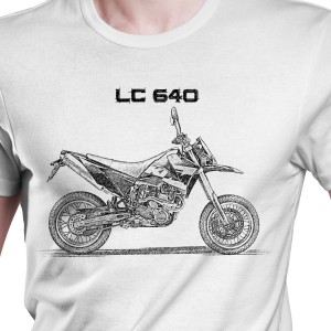 White T-shirt with KTM LC 640. Gift for motorcyclist.