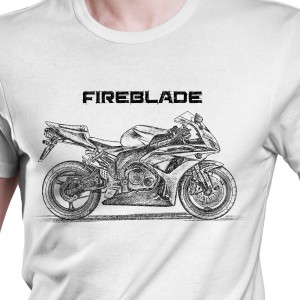 White T-shirt with Honda CBR 1000 RR. Gift for motorcyclist.