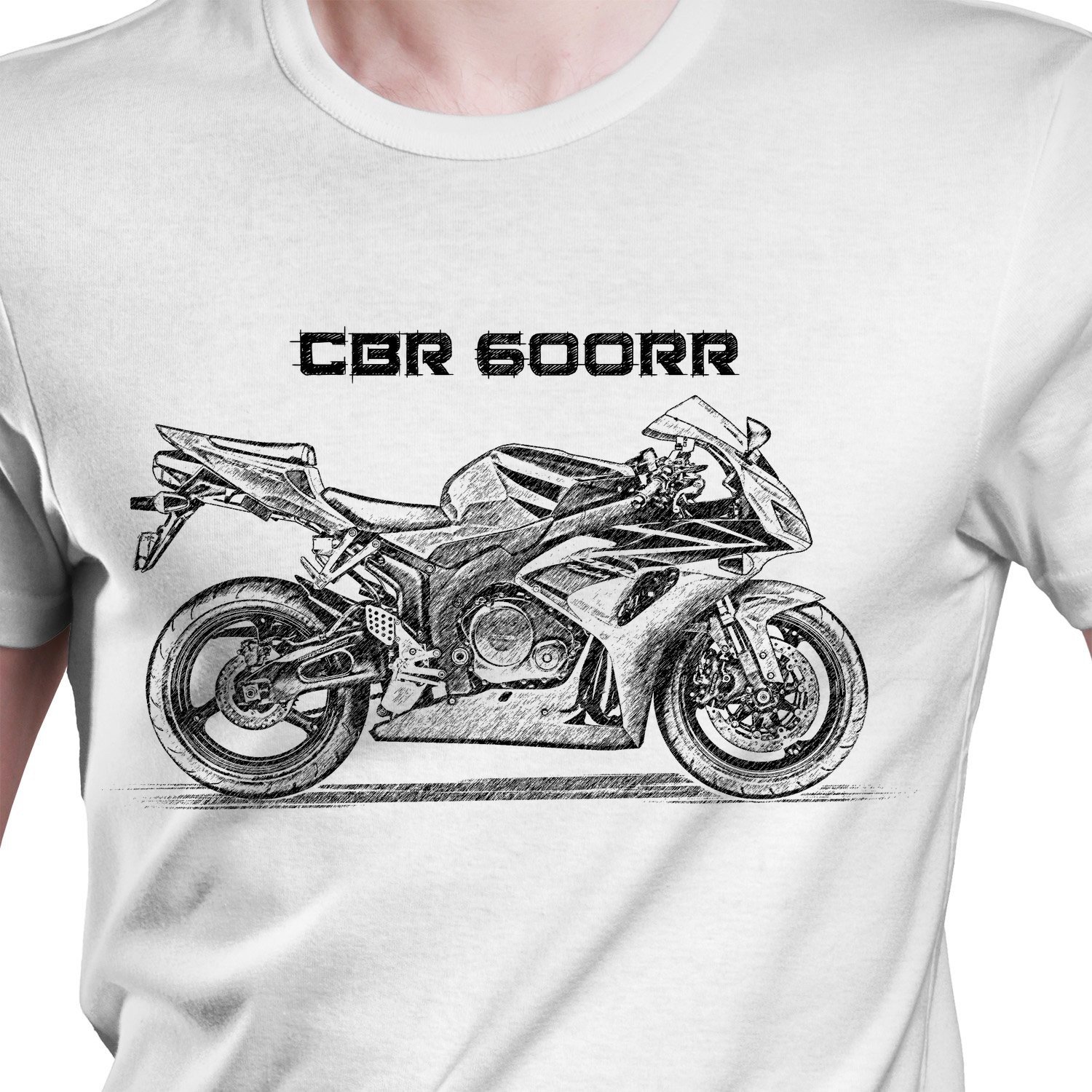 White T-shirt with Honda CBR 600RR. Gift for motorcyclist.